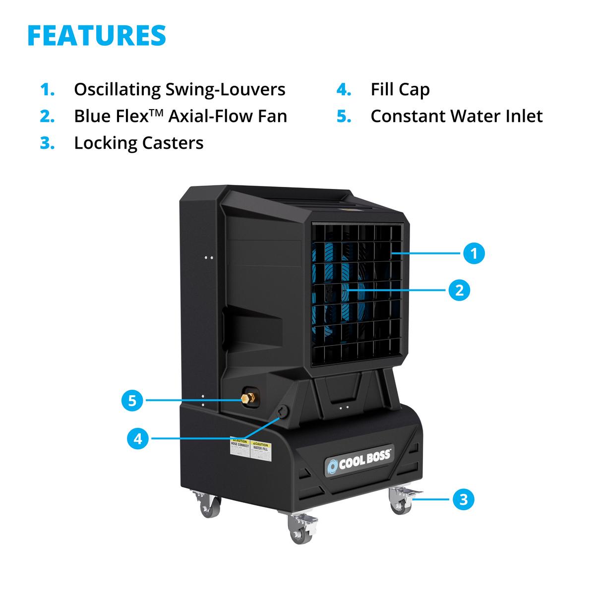CB-14SL Evaporative Air Cooler with Oscillating Fan Industrial Air