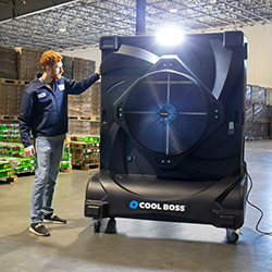 Cool Boss evaporative air cooler in an industrial facility