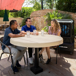 Cool Boss evaporative air cooler on a residential patio