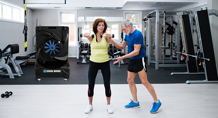 Portable evaporative cooling for sports and fitness environments